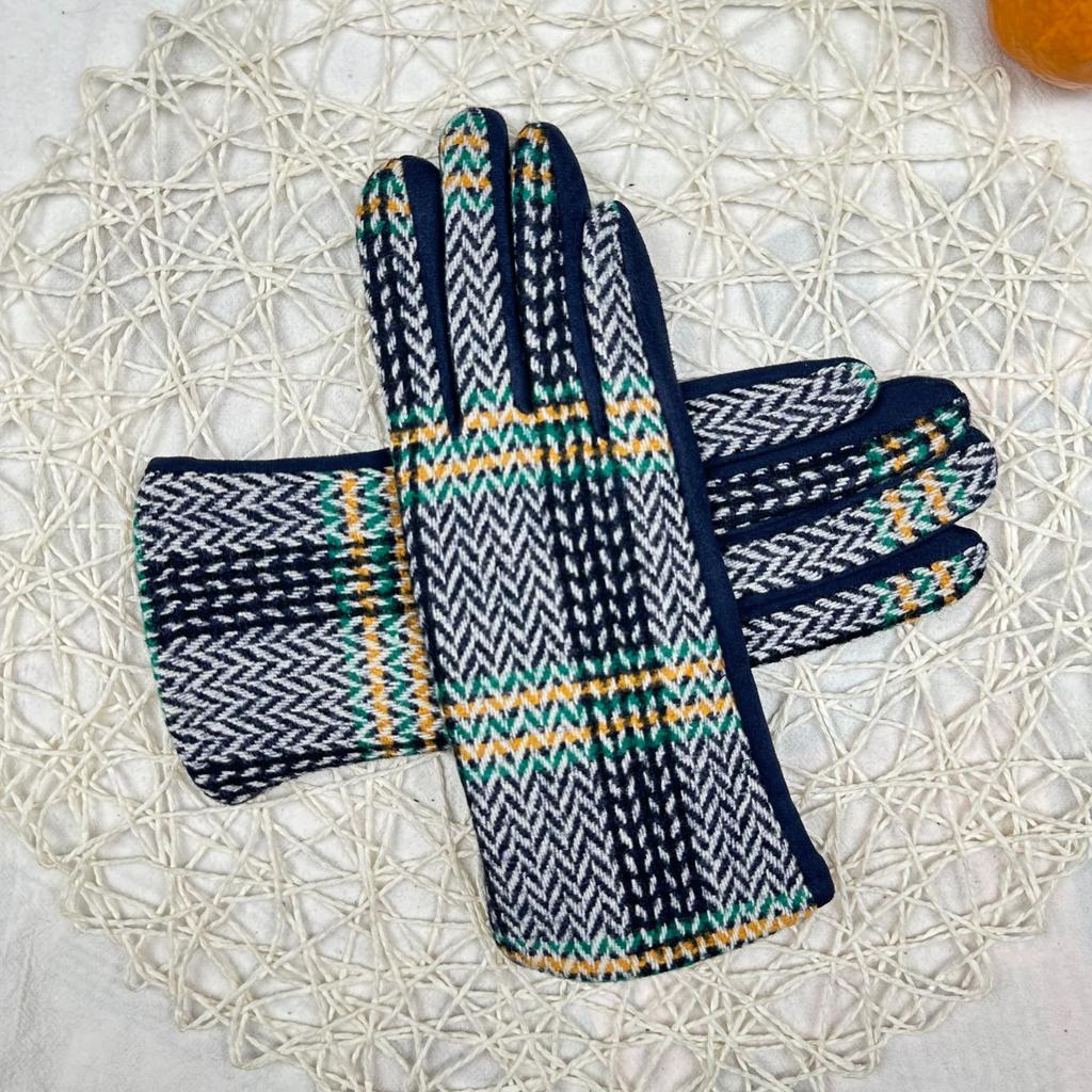 Перчатки из замши для японских девушек, клетчатые, флисовые, утолщенные, термоперчатки для студенток с разделением пальцев