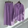 Shirt and Pants Set Summer Women's Retro Plus Size High Waist Loose Pants Cotton Linen Shirt Outfit