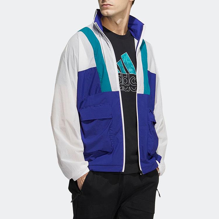 Adidas Originals Trefoil St Ltwind Wvjk Casual Breathable Sports Stand Collar Jacket Men Jackets Blue White HE9931