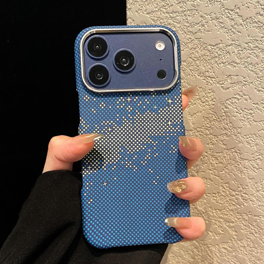 Прочный магнитный чехол для iPhone 17 с узором из кевлара, многоцветный из углеродного волокна, совместимый с Magsafe 16/15/14 Pro