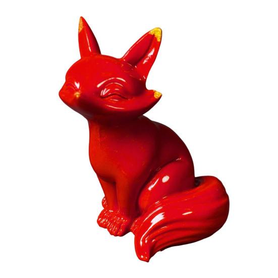 Киноварная лиса Орнамент Рыжая лиса Фигурка Миниатюрная статуэтка лисы Скульптура Приборная панель автомобиля Дом Офис Фэн-шуй Украшение