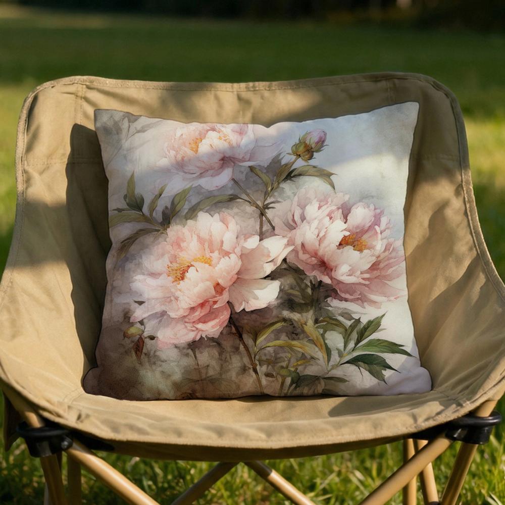 Pink Peony Flowers Cushion Cover Soft Reversible  Durable Pillow Cover  MultiScene Use for Home  Car Daily Comfort