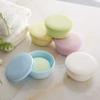 Portable Round Soap Dishes Container Leakproof Plastic Drain Soap Holder with Lid for Outdoor Hiking Camping Gym Travel