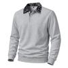 Mens Casual Fleece Lined Polo Sweatshirt Color Block Button Collar