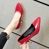 Мода 2024 Весна Новые Туфли из мягкой кожи на среднем каблуке, сетчатые красные туфли на высоком каблуке, лакированная кожа, рабочие женские туфли