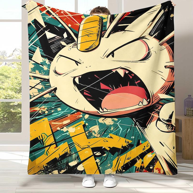 Kawaii Pokemon Pikachu Cartoon Flannel Blanket,Ultra Soft Warm Plush Throw for Home Bedroom Bed Sofa Cover Office Camping gift