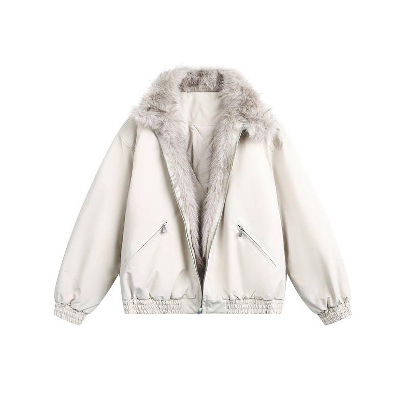 Blaexit Faux Mink Fur Collar Harrington Jacket Men's Thickened Winter down Cotton Short Coat