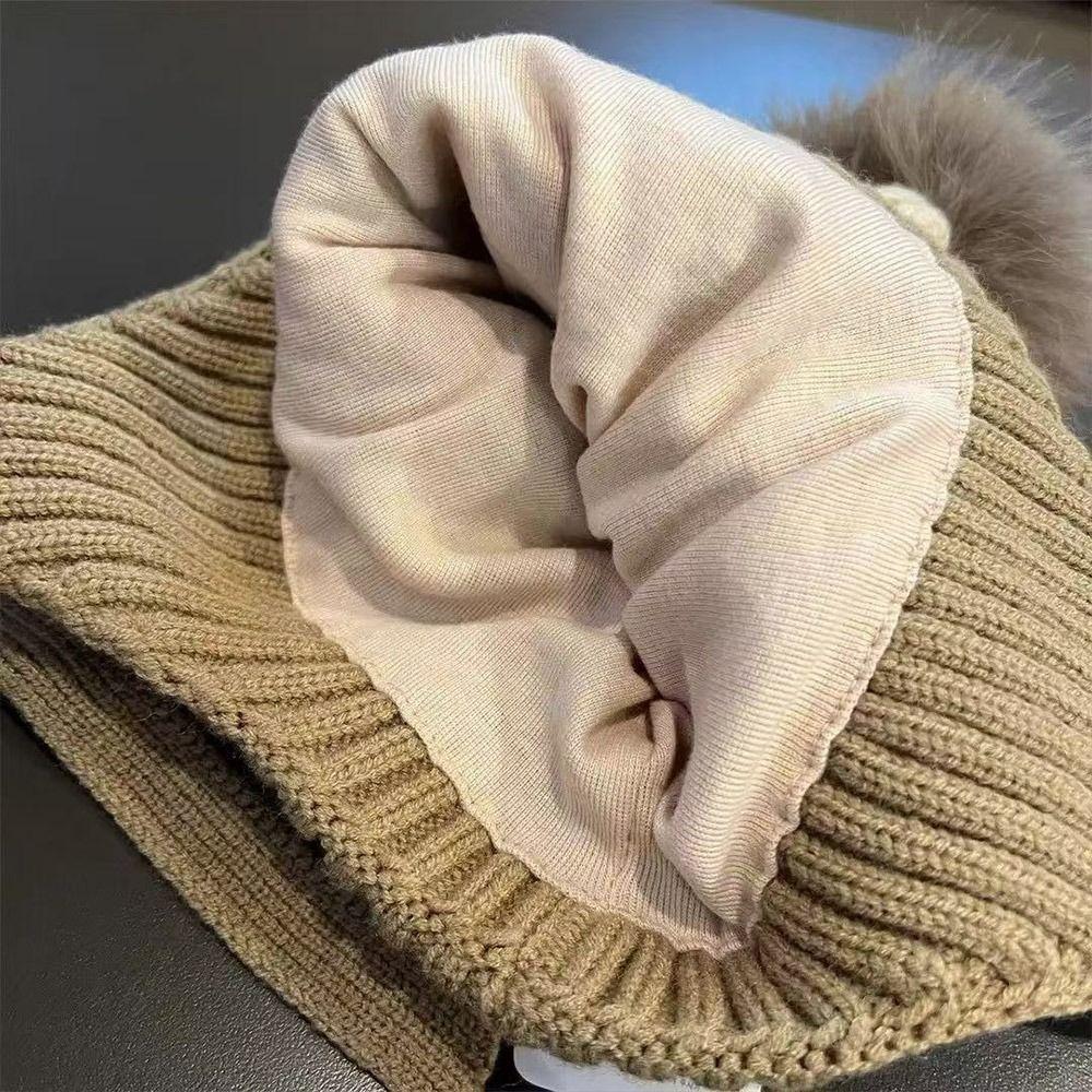Double Lined Liner Baby Knit Cap Pom Pom Decor Toddler Winter Hat Children Headwear Outdoor