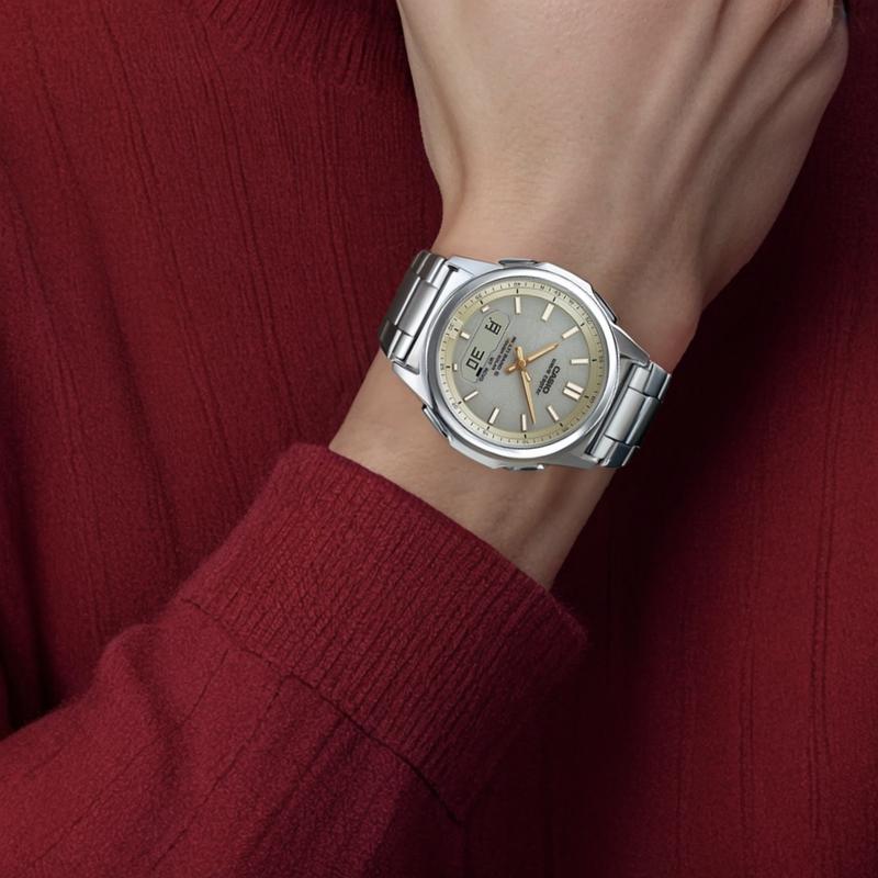 Casio Серия VINTAGE-диск 50 метров водонепроницаемый солнечный кварцевый механизм стальной ремешок японские и корейские часы мужские часы серебристый WVA-M630D-9AJF