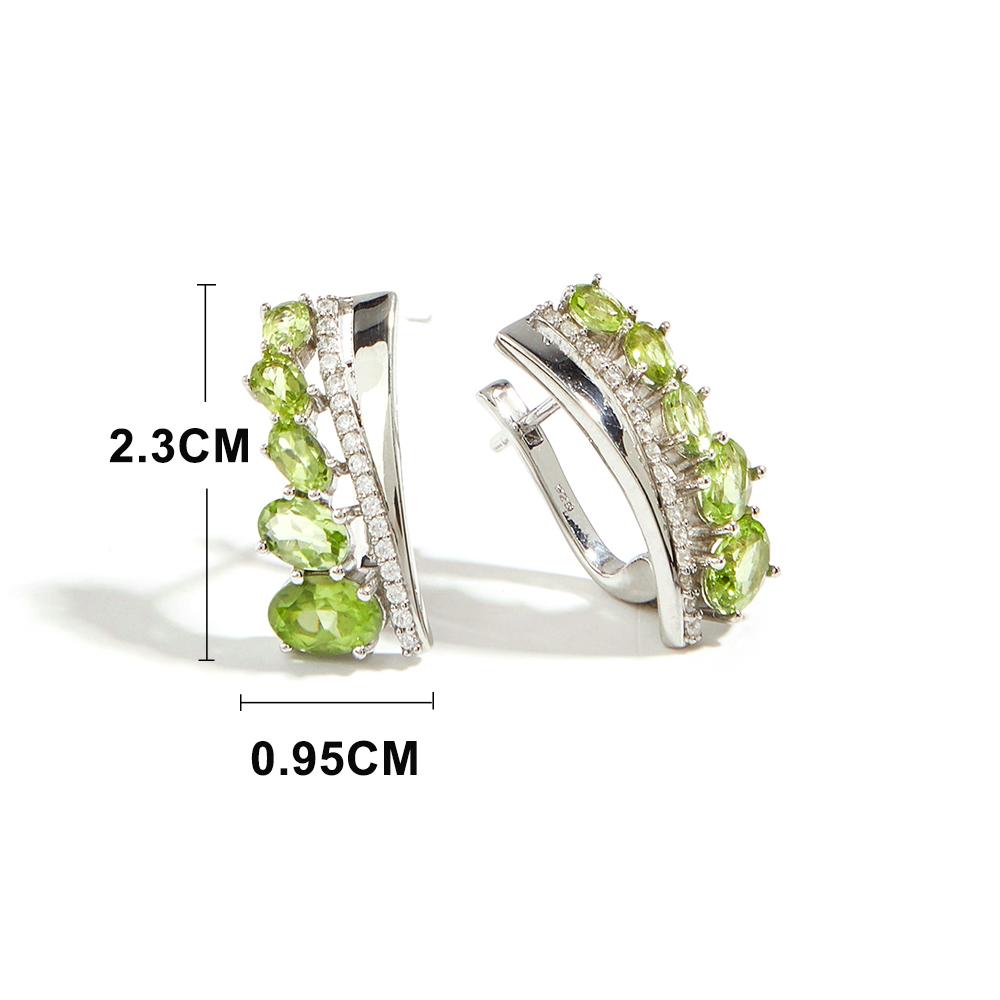 Luxury Unique Designer Silver Earrings & Ring Set for Women Natural Peridot August Birthstone Fashion Jewelry Engagement Festival Gift