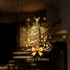 Holiday Storefront Window Displays Gold Ribbon Christmas Tree Static Cling, Glass Sticker with Bow, Reindeer Removable PVC Stickers Antler &