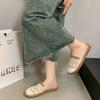 Fashion Shoes for Women 2025 New Breathable Flax Outdoor Women's Slippers Fashion Flat with Baotou Hollow Out Solid Modern Slippers