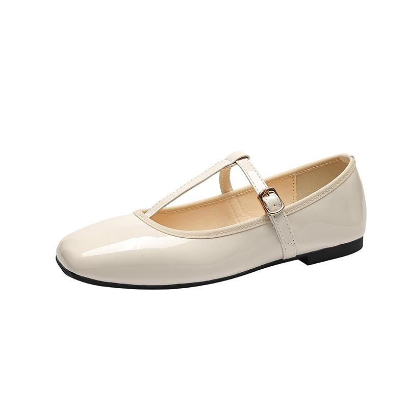 Fashion Mary Jane Shoes for Women T Strap Buckle Ballet Flats Dress Shoes Women's Casual Slip-On Square Toe Flat Shoes Comfortable Soft Walking Shoes
