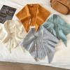 Korean Style Striped Solid Color Wool Knitted Triangular Small Scarf Shawl Headscarf Knitted Scarf Multi-Functional Warm Scarf