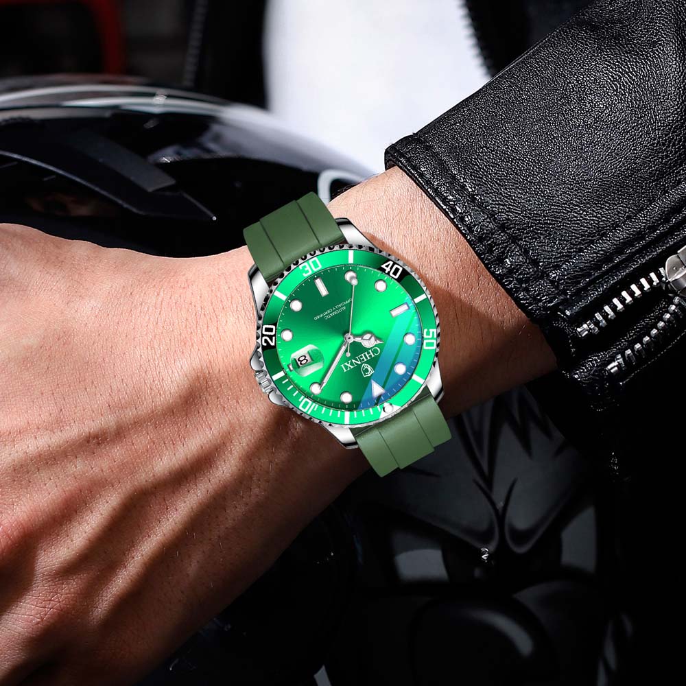 CHENXI Openwork Automatic Mechanical Watch Silicone Strap Submariner Fashion Men's Watch Mechanical Watch relojes para hombres