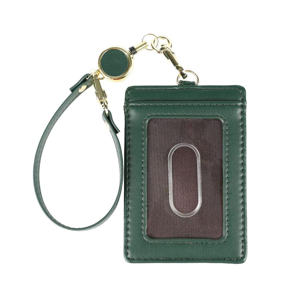 Футляр для проездного Lizdays с 2 отделениями для IC-карт, включает выдвижную катушку, подходит для мужчин и женщин Катушка, Карты, Ремешок, (зеленый)