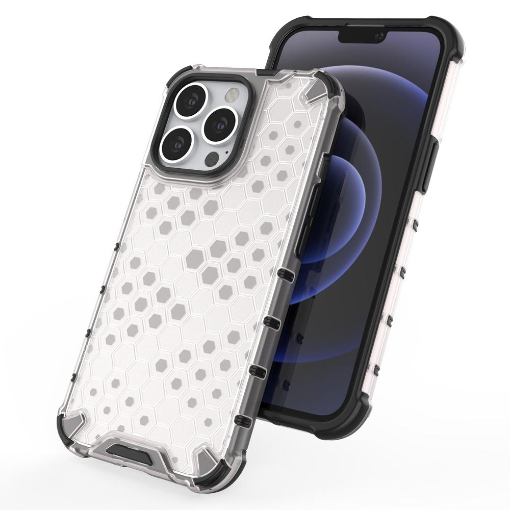 Rugged Honeycomb Case with Gel Frame for iPhone 13 Pro - Black