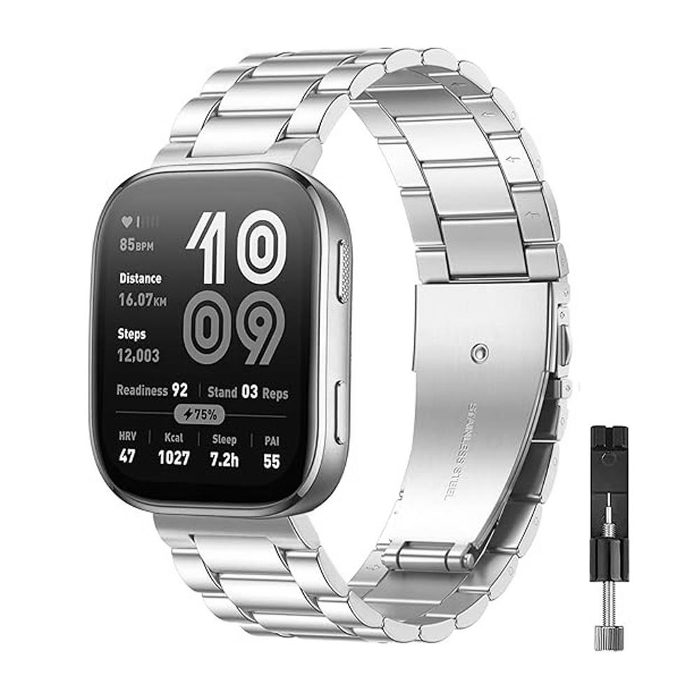 Металлический ремешок для часов Amazfit Bip 6/5/Active 2/3/Max/Balance 2/T-Rex 3 Браслет из нержавеющей стали Ремешок Amazfit Helio