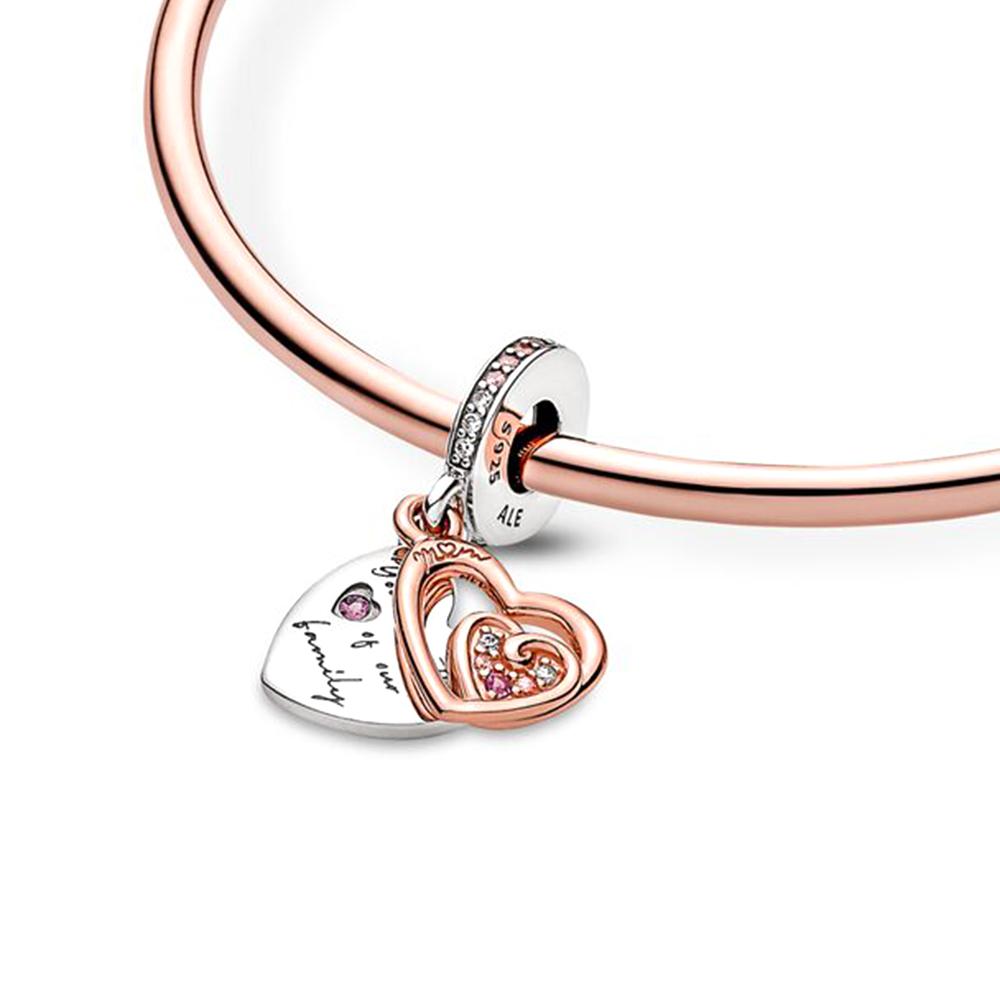 Переплетенные бесконечные сердечки, мультяшная мышь, бант в форме сердца, подвеска в форме сердца SS925, серебро в стиле фэнтези, романтические украшения для женщин, браслет «сделай сам»