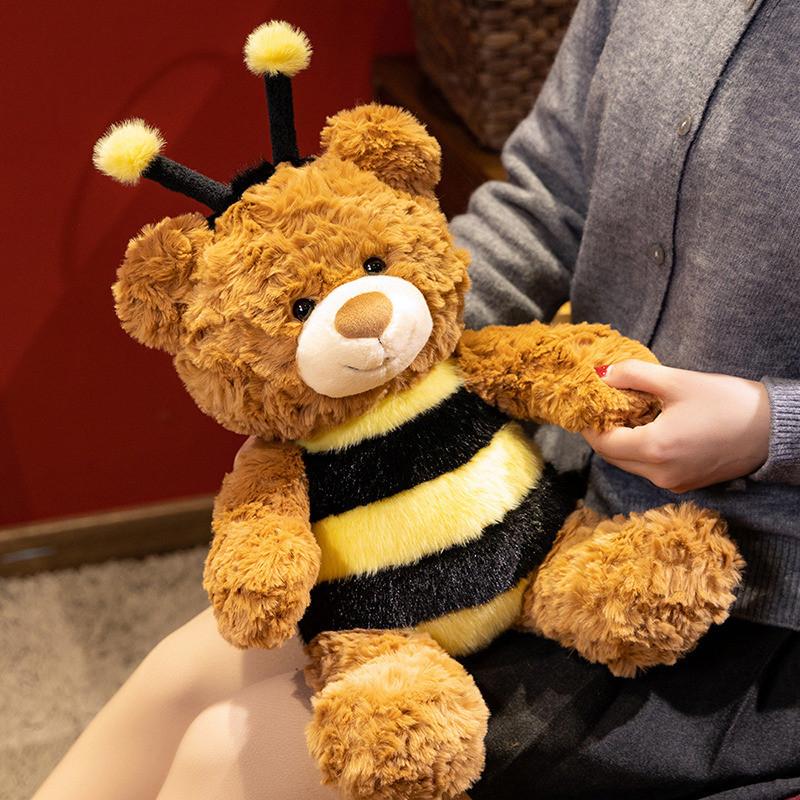 Plush Bee Bear Toy With Pp Cotton Filling For Kids Sleep Pillow Gift