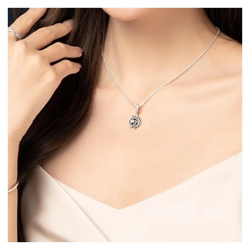 Pandora Two-color shooting star pendant 925 silver alloy synthetic cubic zirconia plated gold, copper, silver necklace women's silver ZT2906