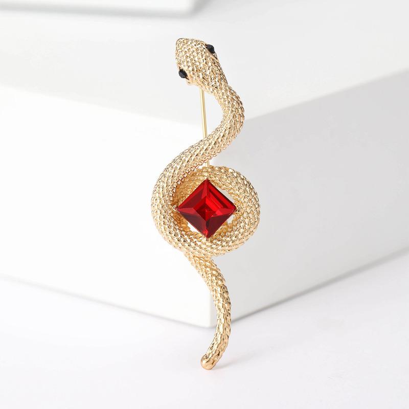 Роскошная зеленая красная хрустальная брошь в виде змеи для женщин и мужчин, значки в виде животных, повседневные украшения для вечеринок