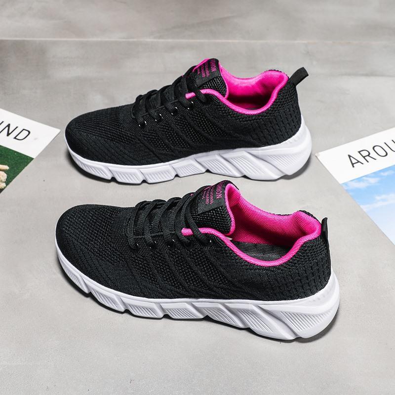Summer New Large-size Women's Daily Casual Fly-woven Mesh Flat-soled Sneakers