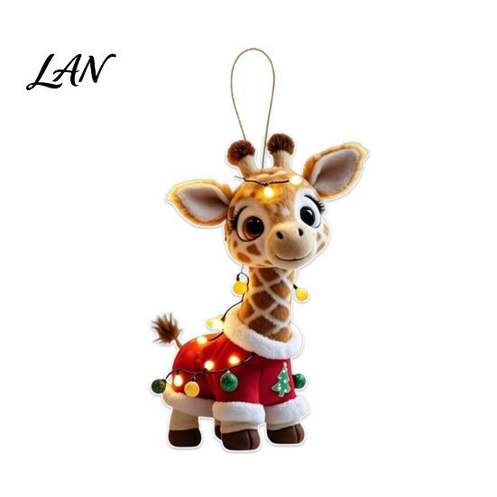 Lightweight Festival Decoration Christmas Animal Ornaments, Cute 2D Flat Acrylic Hanging Holiday Ornament for Tree Xmas Tree, Winter Party, Home Decor