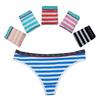 Women G-String Cotton Comfortable Thong Panties Sexy Striped Low Waist Briefs Set 6 Pcs/lot