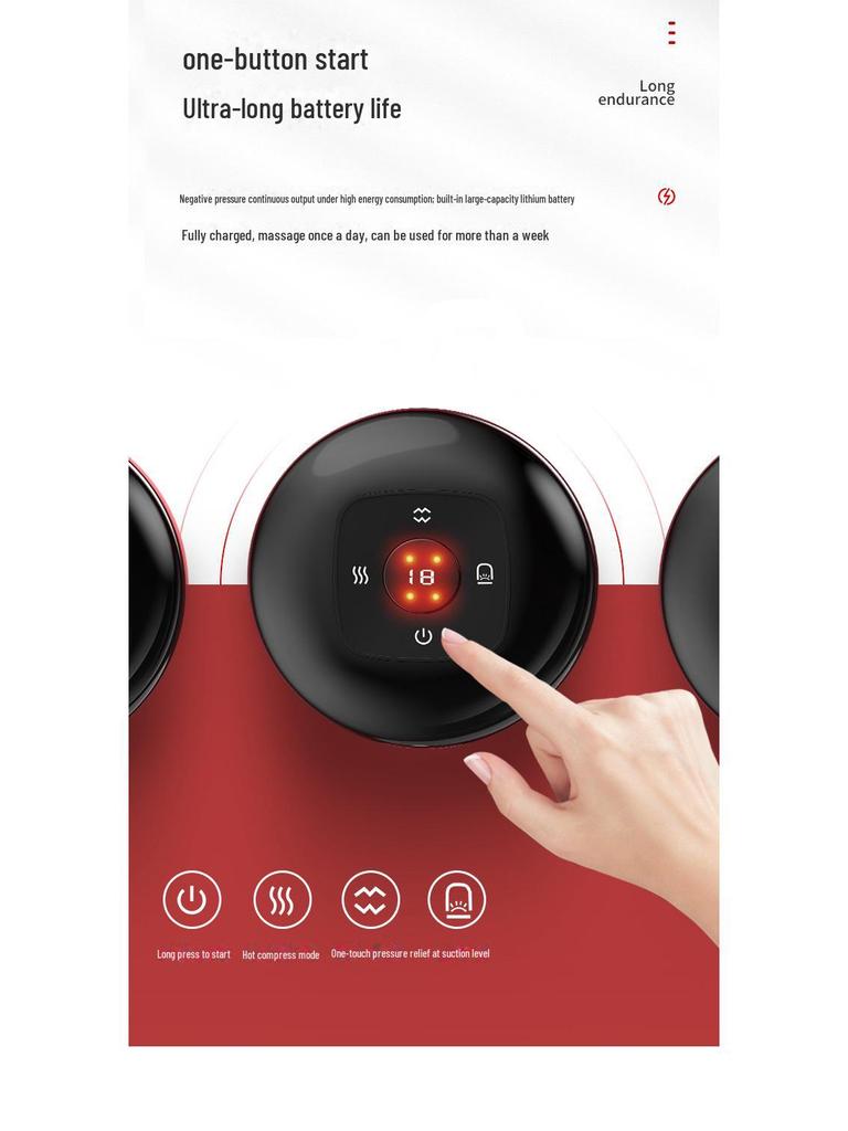 Smart Electric Cupping & Scraping Device with Wireless Charging & Heat Therapy