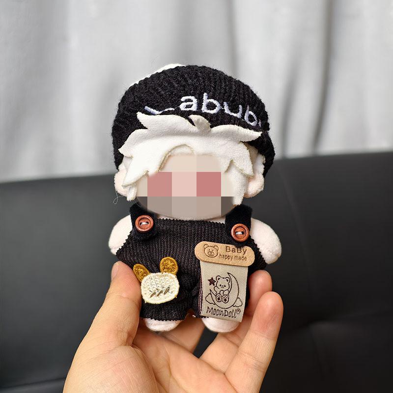 [Cloth Only] 16cm Plush Doll Clothes Set, Circle Smiling Face Shirt Overalls Series Set Dress Up.