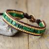 Женский плетеный браслет с бирюзовыми камнями, богемный аксессуар в виде ювелирного украшения