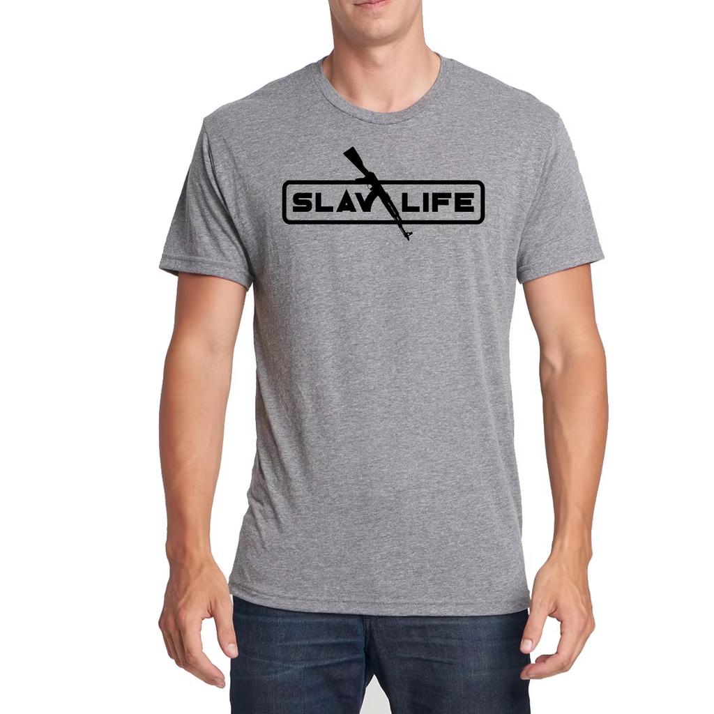 Новая модная футболка Slav Life 100% хлопок с круглым вырезом летняя с коротким рукавом повседневная мужская футболка