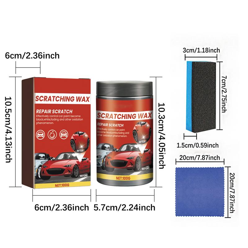 Car Scratch Remover For Vehicles Gentle Scratch Repair Wax Safe Application With Cloth And Sponge For Car Paint Scratch Repair