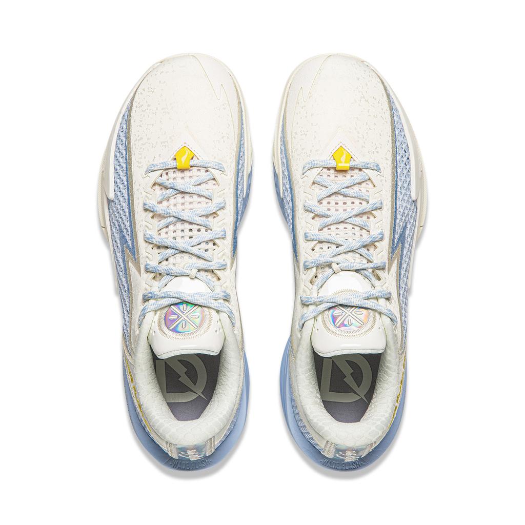 Li Ning Амортизирующие Скользкие Устойчивые к истиранию Дышащие Упругие Сцепление Низкие Баскетбольные кроссовки Мужские Бело-синие ABPV013-3