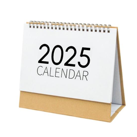 2025 Desk Calendar Small Stand Up Double-Coil Binding Monthly Calendar Daily Planner Event