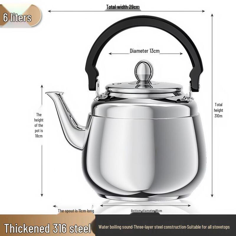 Толстостенный чайник PuPan из нержавеющей стали