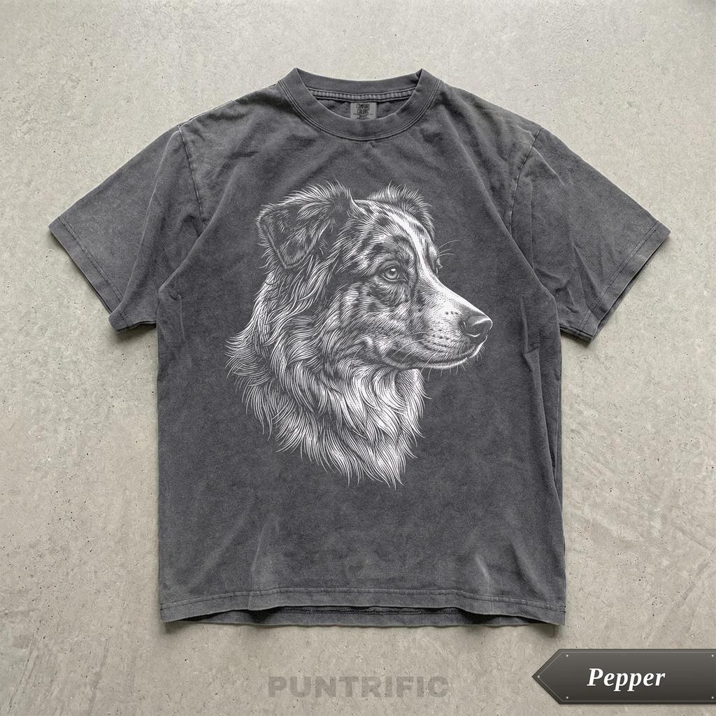Vintage Australian Shepherd Graphic Tee, Comfort Colors® Aussie Dog Lover Shirt, Pet Parent Gift, Country Style Tshirt, Sketch Dog Shirt