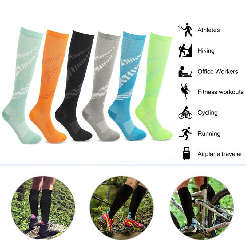 Compression Socks Running Varicose Veins Nurse Bicycle Diabetes Natural Hiking Gift Men's Knee Socks Basketball Football Travel
