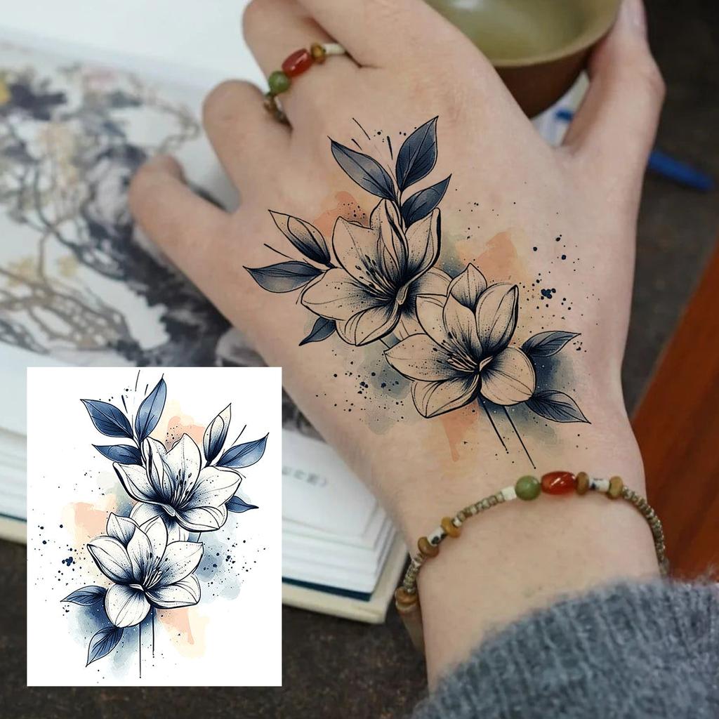 1 Sheet Rose Butterfly Flower Temporary Tattoos For Women Hand Arm, Fake Tattoo Sticker Waterproof Long Lasting Realistic Tatoos