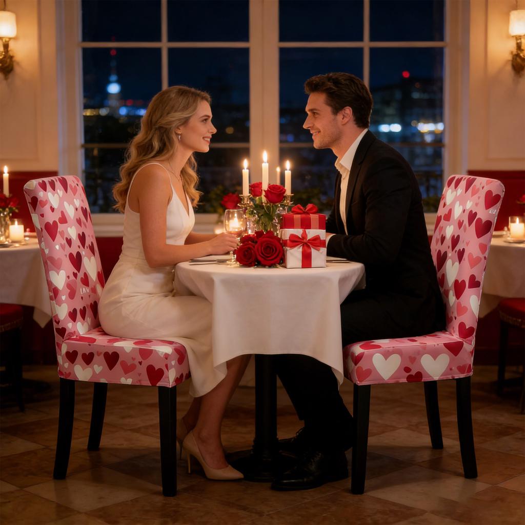 Valentine's Day Chair Covers, Elastic -shaped Polka Dot Chair Covers, Suitable For Kitchens, Hotels, And Banquet Halls.