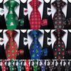 Classic Men's Christmas Tie Silk Woven Jacquard Necktie Set with Pocket Square Cufflinks for Christmas Party Prom