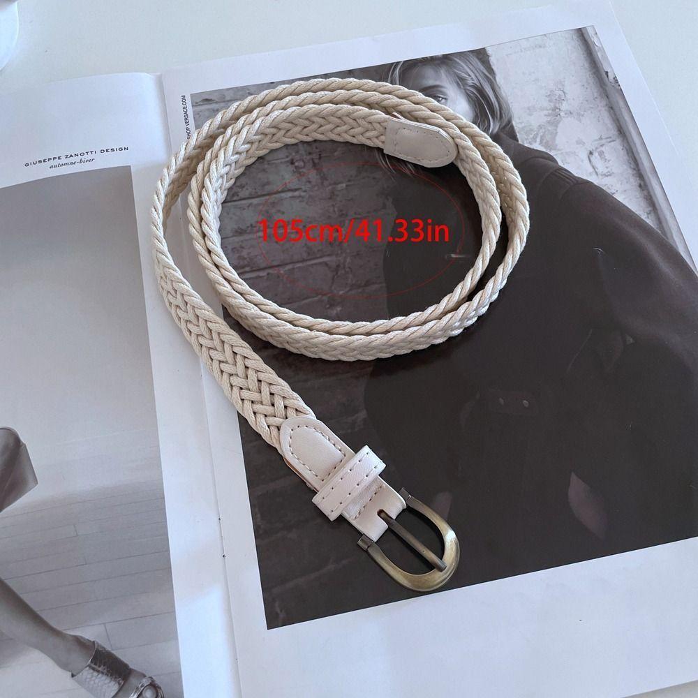 Beach All-match Square Button Women Waist Chain Ethnic Style Belts Weave Belt Braided Belt