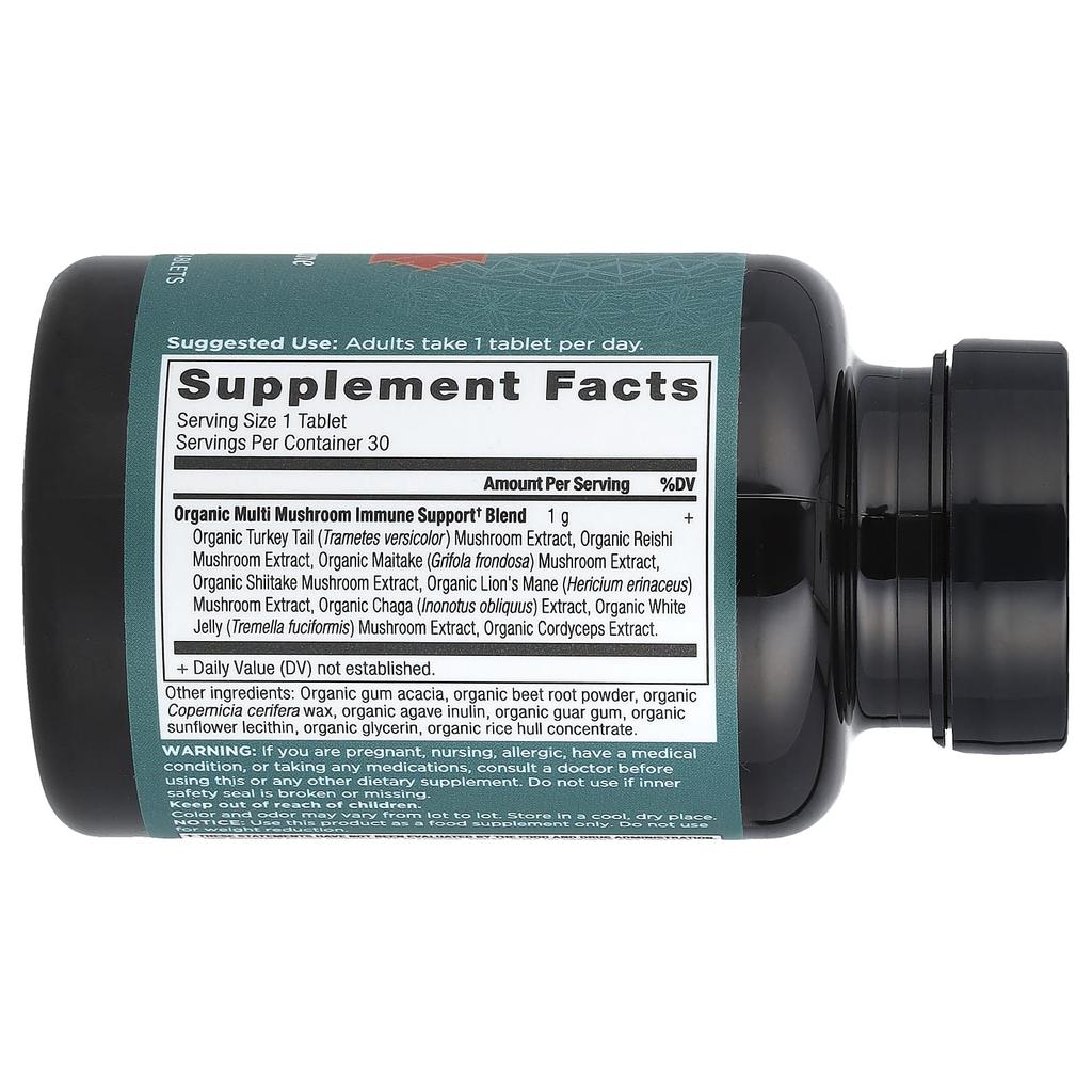 Multi Mushroom, Daily Immune Function Enhancement Effect, 30 Tablets