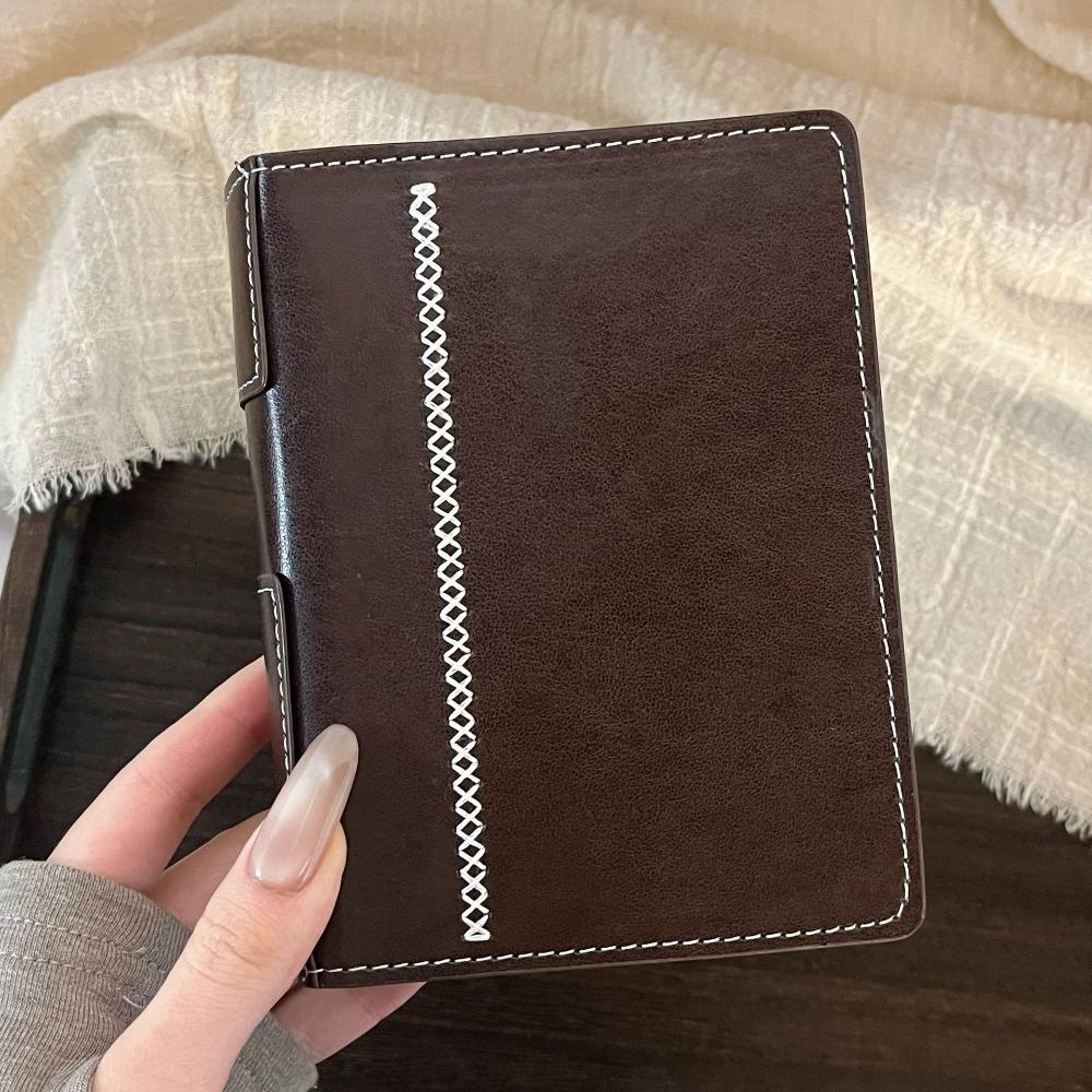 Retro Brown PU Leather A7 Loose-leaf Notebook Portable Travel Journal Students Diary Book DIY Scrapbook Notepad
