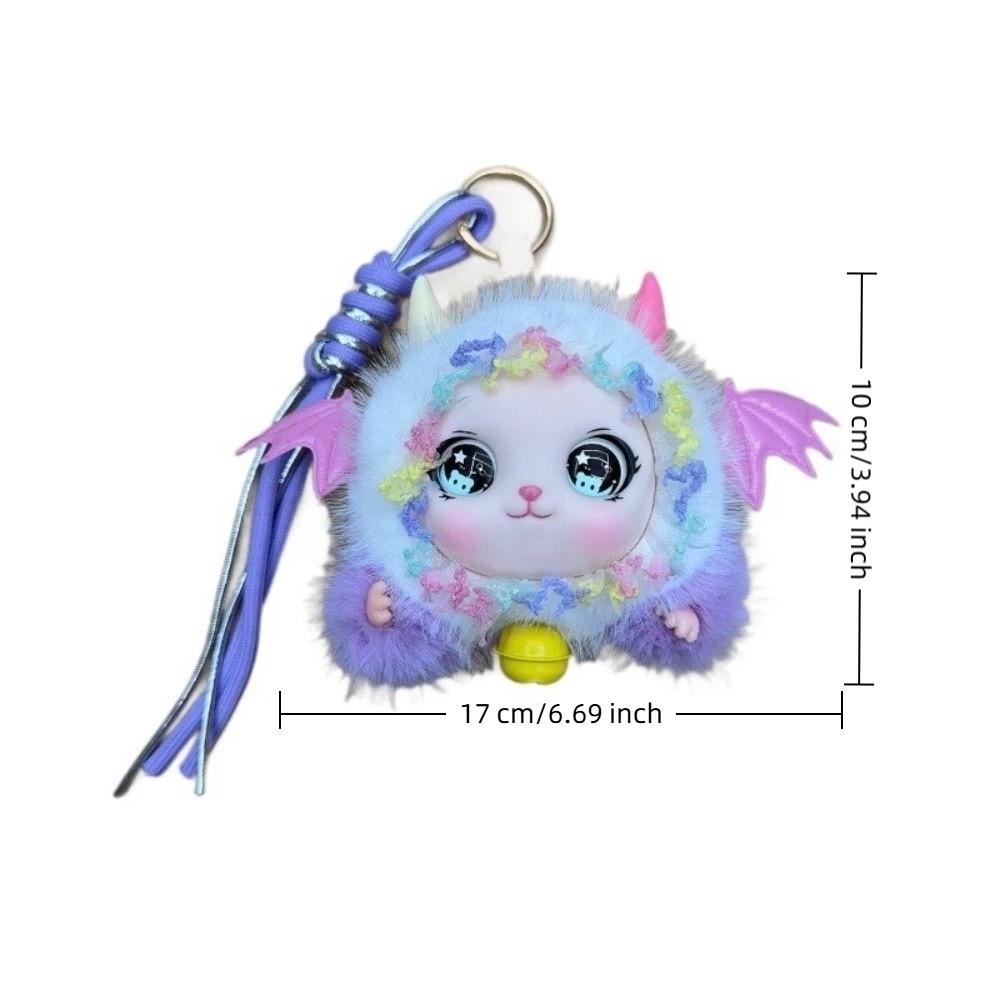 Plush Little Devil Horn Keychain Devil Horns Plush Doll Keyring Plush Keychain Bag Decoration