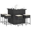 5 Piece Garden Bar Set with Cushions Black Poly Rattan