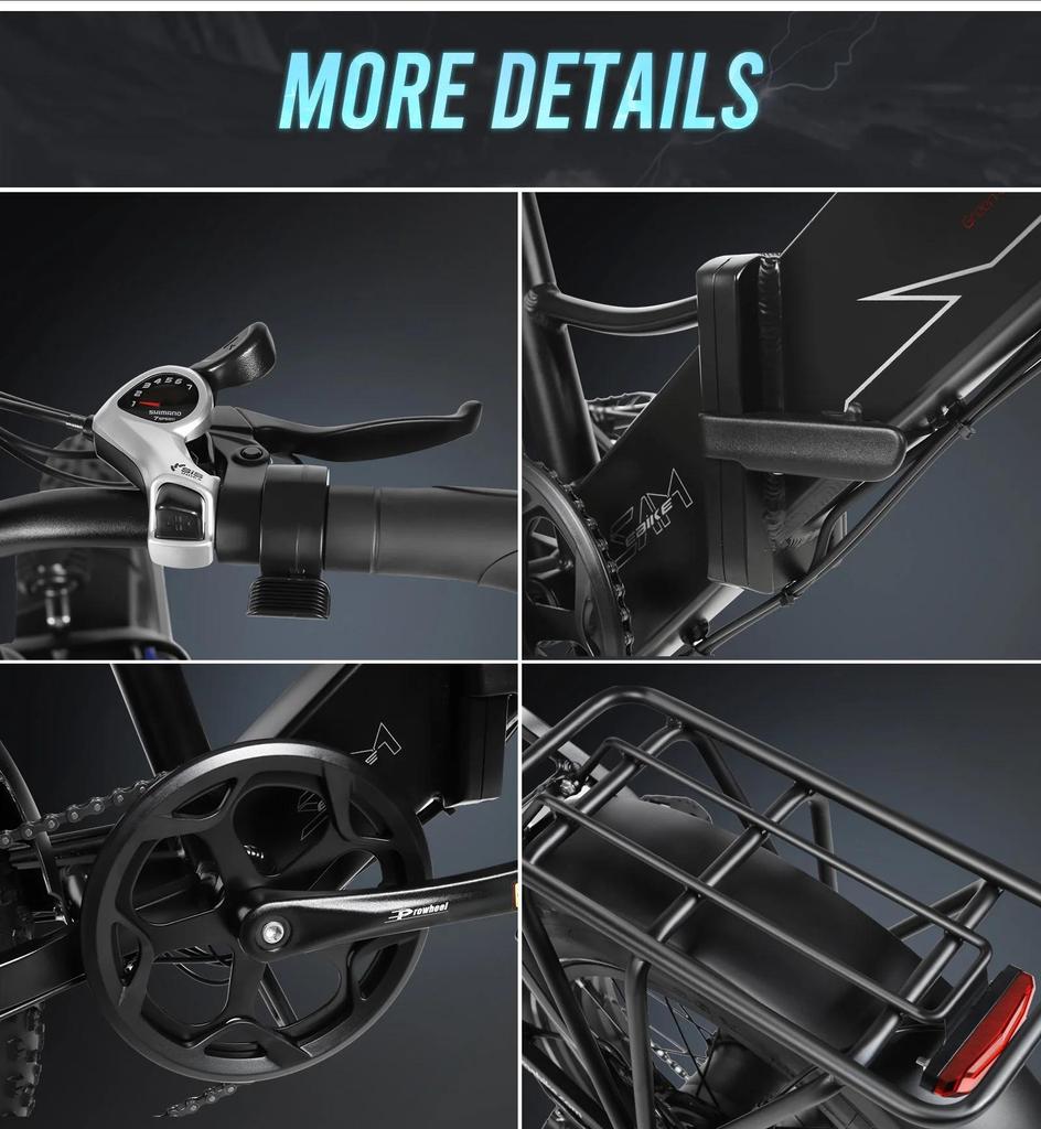 Electric Bicycle LOTDM200-II Folding Electric Bicycle 20 x 4.0-inch Thick Tire Mountain Electric Bicycle with 48V 13Ah Detachable Battery E-bike