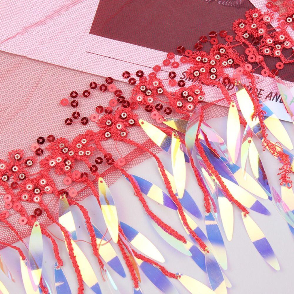 10 Yards Sequin Fabric Mesh Fringe Trim 6 Inches Tassel Fringe Lace Trim Ribbon  Home Accessory