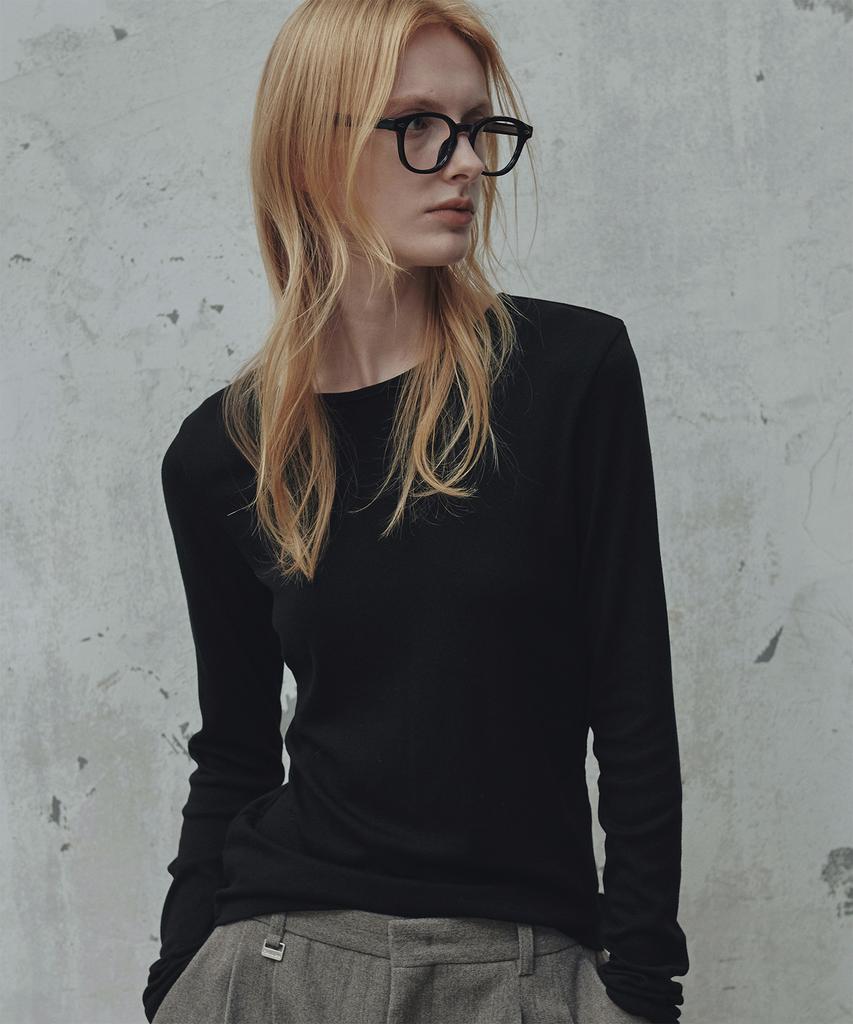FROMWHERE Basic Slim Fit T-Shirt_Black